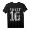 Sweet Sixteen Mädchen T-Shirt - Vintage Varsity Design für 16. Geburtstag, Trendiges Girly Geschenk für Tochter, Schwester, Nichte & Freundinnen
