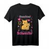 Kinder Große Schwester 2023 Katze T-Shirt – Süßes Babyparty Geschenk für Mädchen, die bald Geschwister werden, mit Herzballons
