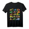 Baumaschinen T-Shirt für Kinder und Erwachsene – Baustellenfahrzeuge wie Bagger, Kran, Planierraupe, LKW & mehr