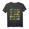Baumaschinen T-Shirt für Kinder und Erwachsene – Baustellenfahrzeuge wie Bagger, Kran, Planierraupe, LKW & mehr