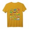 Baumaschinen T-Shirt für Kinder und Erwachsene – Baustellenfahrzeuge wie Bagger, Kran, Planierraupe, LKW & mehr