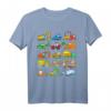 Baumaschinen T-Shirt für Kinder und Erwachsene – Baustellenfahrzeuge wie Bagger, Kran, Planierraupe, LKW & mehr