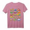 Baumaschinen T-Shirt für Kinder und Erwachsene – Baustellenfahrzeuge wie Bagger, Kran, Planierraupe, LKW & mehr