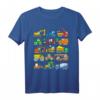 Baumaschinen T-Shirt für Kinder und Erwachsene – Baustellenfahrzeuge wie Bagger, Kran, Planierraupe, LKW & mehr