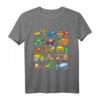Baumaschinen T-Shirt für Kinder und Erwachsene – Baustellenfahrzeuge wie Bagger, Kran, Planierraupe, LKW & mehr
