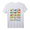 Baumaschinen T-Shirt für Kinder und Erwachsene – Baustellenfahrzeuge wie Bagger, Kran, Planierraupe, LKW & mehr