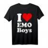 I Love Heart Emo Jungen T-Shirt – Klassisch geschnitten, doppelt genähter Saum, perfekt für Emo-Style und Trendbewusste Jungen