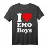 I Love Heart Emo Jungen T-Shirt – Klassisch geschnitten, doppelt genähter Saum, perfekt für Emo-Style und Trendbewusste Jungen