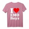 I Love Heart Emo Jungen T-Shirt – Klassisch geschnitten, doppelt genähter Saum, perfekt für Emo-Style und Trendbewusste Jungen