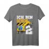 Kinder 2. Geburtstag Bagger T-Shirt – Lustiges Baustellen Outfit für Zweijährige Jungen, ideales Geschenk für Geburtstag & Kindergarten