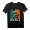 Kinder Geburtstag FEUERWEHR Alarm ich bin 4 Jahre Retro T-Shirt – Lustiges Feuerwehr Design für Jungen zum 4. Geburtstag