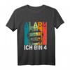 Kinder Geburtstag FEUERWEHR Alarm ich bin 4 Jahre Retro T-Shirt – Lustiges Feuerwehr Design für Jungen zum 4. Geburtstag