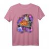 DJ Cat eats pizza in galaxy T-Shirt – Lustiges Space Kitten Cats Lover Shirt für Katzen- und Musikfans