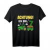 Kinder 7. Geburtstag T-Shirt mit Traktor - Achtung! Ich bin schon 7 Jahre Geschenk für kleine Traktorfahrer und Landmaschinen-Liebhaber