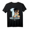 Baby 1. Geburtstag T-Shirt Junge Mädchen - Like a Boss Kinder Motiv für den ersten Geburtstag, Dino Design, lustiges Geburtstagsshirt für Babys