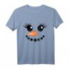 Lustiges Schneemann Gesicht T-Shirt mit Wimpern - Perfekt für Winterurlaub, Skiausflug & als Kinderkostüm
