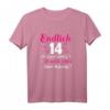Lustiges 14. Geburtstag T-Shirt für Mädchen - Endlich 14 Jahre, mit Herz & Sternen, perfektes Geburtstagsgeschenk für Teenager