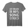 My Brain Is 80% Song Lyrics - Lustiges Musik Geschenk für Musiker & Musikliebhaber zu Weihnachten, Geburtstag & Halloween