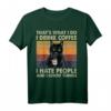 Das mache ich Ich trinke Kaffee Ich hasse Leute Black Cat T-Shirt – Lustiges Geschenk für Katzen- und Kaffeeliebhaber zu Geburtstag, Weihnachten, Vatertag und Muttertag