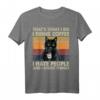 Das mache ich Ich trinke Kaffee Ich hasse Leute Black Cat T-Shirt – Lustiges Geschenk für Katzen- und Kaffeeliebhaber zu Geburtstag, Weihnachten, Vatertag und Muttertag