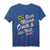Muttertag & Oma Geschenk T-Shirt – Beste Mama & Oma mit Blumen, Spruch und Sonnenblume für Geburtstage, Weihnachten & besondere Anlässe