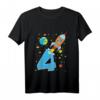 Kinder Rakete 4. Geburtstag T-Shirt – Weltraum Geburtstags-Shirt für Jungen und Mädchen, Perfekt als Geschenk für Raketen- und Raumfahrtfans zum 4. Geburtstag