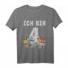 Kinder Dinosaurier Shirt zum 4. Geburtstag - Lustiges Dino T-Shirt für Jungen und Mädchen, tolles Geschenk für Geburtstagskinder