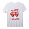 Kinder Feuerwehr T-Shirt für den Schulanfang - Einschulungsgeschenk mit Alarm Ich bin 1. Klasse Motiv für Jungen und Mädchen