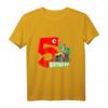 Kindergeburtstag T-Shirt für 5-Jährige Jungen & Mädchen mit Dinosaurier und Monstertruck Design – Perfekt für Dino & Monstertruck Fans