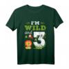 Kinder Wild an Three - Sohn Tochter 3 Jahre Geburtstags T-Shirt mit Tiermotiven und Spruch für den 3. Geburtstag