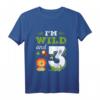 Kinder Wild an Three - Sohn Tochter 3 Jahre Geburtstags T-Shirt mit Tiermotiven und Spruch für den 3. Geburtstag