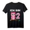 Kinder Geburtstagsshirt Eule - 2. Geburtstag für Mädchen und Jungen, Lustiges Tier-Design für Kindergeburtstag und Kindergarten