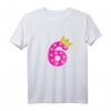 Kinder T-Shirt zum 6. Geburtstag für Mädchen - Pinke Krone mit Zahl 6, Prinzessinnen-Design, ideales Geschenk für Tochter, Schwester, Nichte
