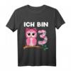Kinder Geburtstagsshirt Eule zum 3. Geburtstag für Mädchen und Jungen - Lustiges Geburtstagsoutfit für Kinderfeier und Kindergarten