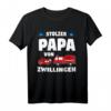 Papa von Zwillingen Feuerwehr Vater Geschenk T-Shirt – Persönliches Familienmotiv für Zwillingsväter und Feuerwehrfans