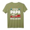 Papa von Zwillingen Feuerwehr Vater Geschenk T-Shirt – Persönliches Familienmotiv für Zwillingsväter und Feuerwehrfans